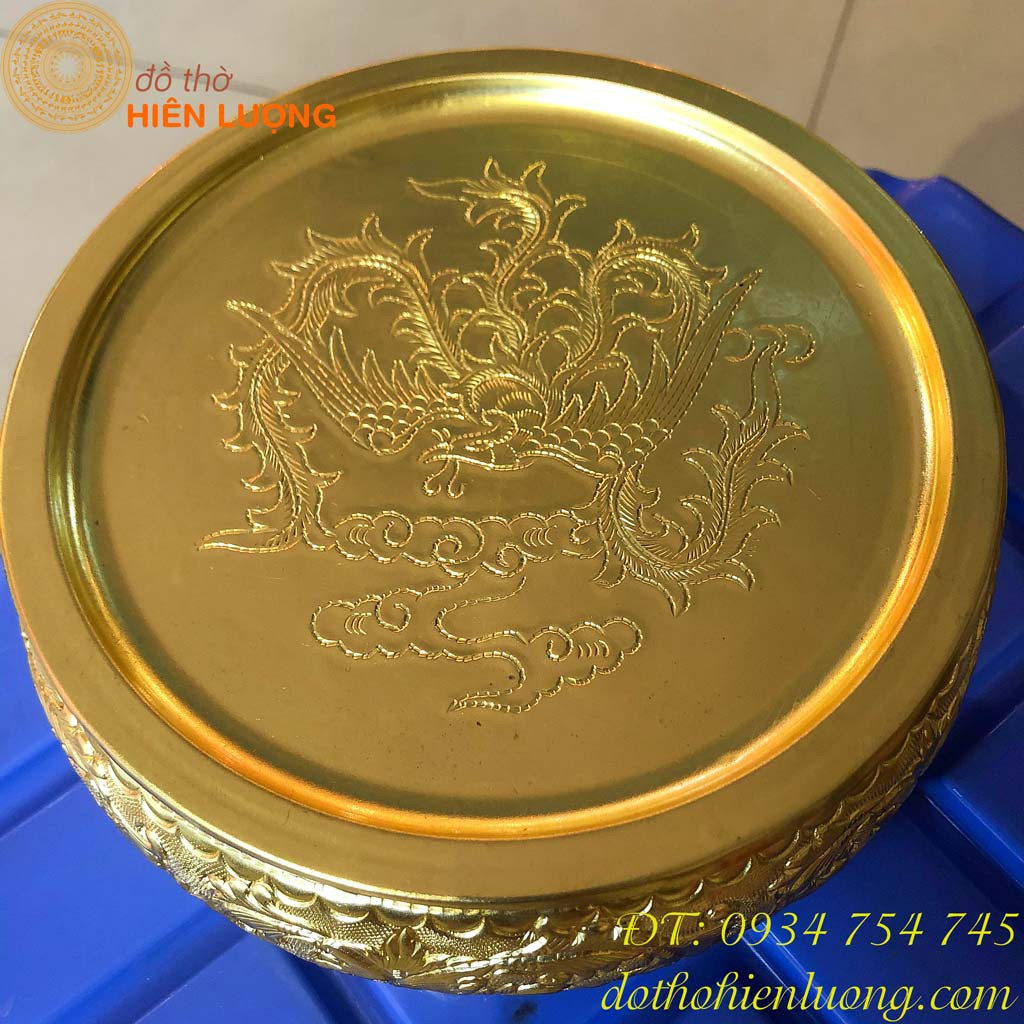Cơi Đựng Trầu Hoa Văn Bằng Đồng Màu Vàng-Cơi Trầu Bằng Đồng-Âu Trầu Tặng Mẹ