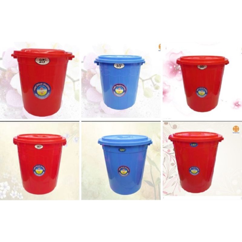 THÙNG NHỰA TRÒN CÓ NẮP ĐẬY VIỆT NHẬT CÁC CỠ 25L/35L/50L/60L