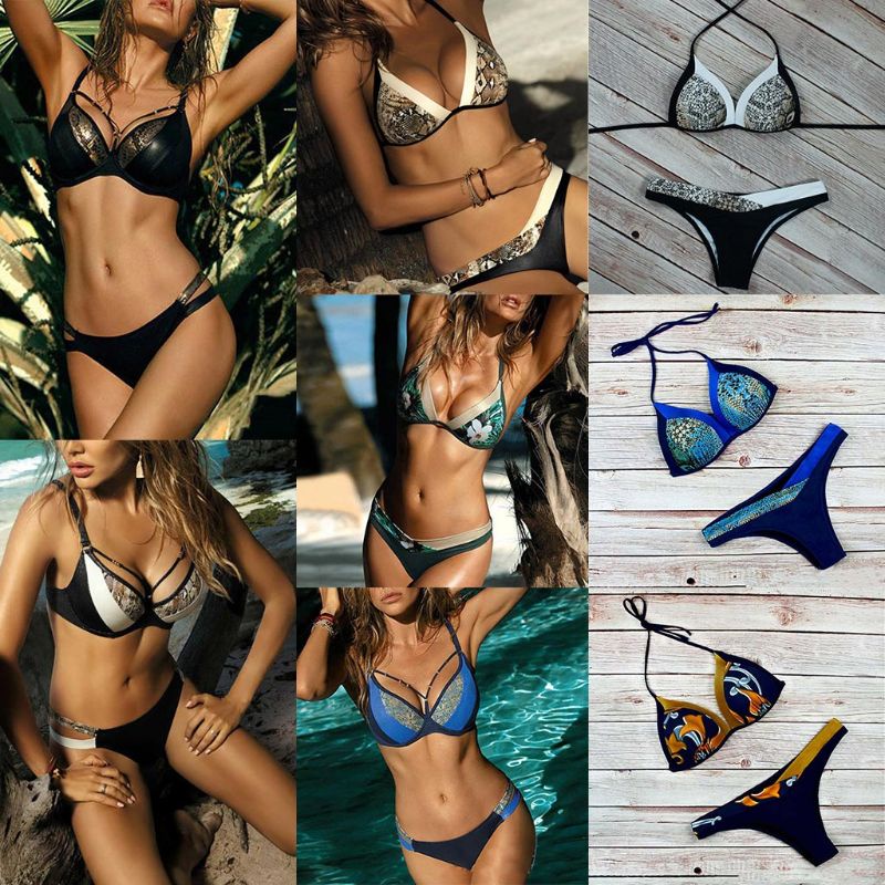 Bộ Bikini Hai Mảnh Cổ Chữ V Khoét Sâu Gợi Cảm Cho Nữ