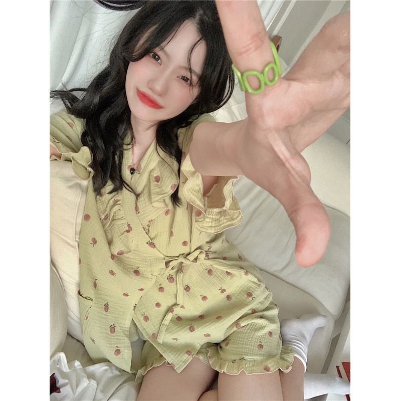 Bộ Đồ Ngủ Ngắn Tay Dễ Thương Dành Cho Nữ