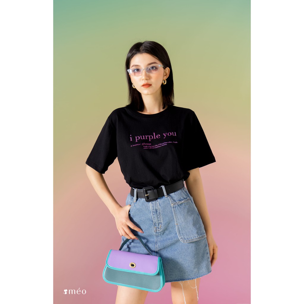 Áo thun tay lỡ Méo shop phông chữ cổ tròn cotton in chữ What color are you freesize form rộng