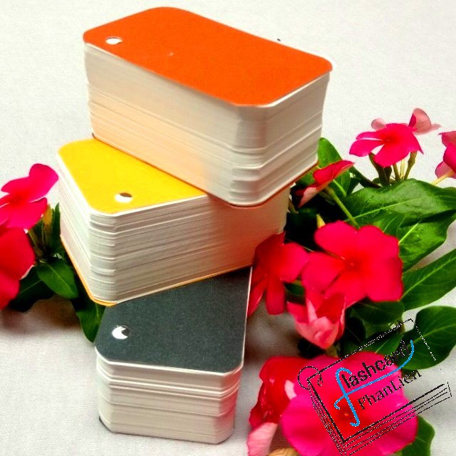 Mua 5 tặng 1 - Hàng cao cấp - 100 thẻ flashcard trắng bo 4 góc lớn kèm khoen