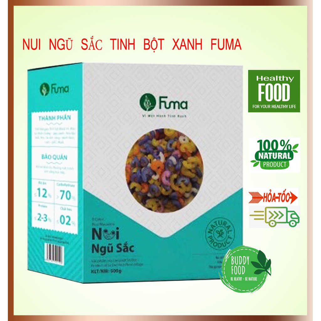 Nui Gạo Lứt/Ngũ Sắc Giảm Cân, Ăn Kiêng, Eat Clean Fuma Hộp 500 Gr Đạt Chứng Nhận Vệ Sinh An Toàn Thực Phẩm-Nui Ngũ Sắc