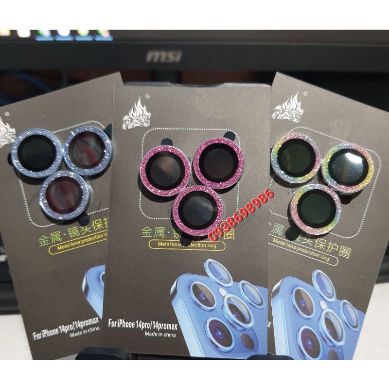 Bộ dán mắt bảo vệ camera iPhone 14 pro max , 14 pro , 14 max , 14 ánh nhũ đá lấp lánh bắt mắt