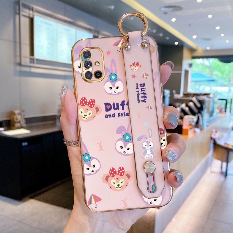 Ốp Điện Thoại Mạ Điện Hình Thỏ Dễ Thương Có Dây Đeo Cổ Tay Cho Samsung Galaxy M51