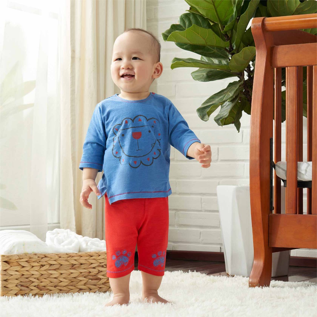 LULLABY Bộ quần áo tay lỡ bé trai/bé gái NH7778B