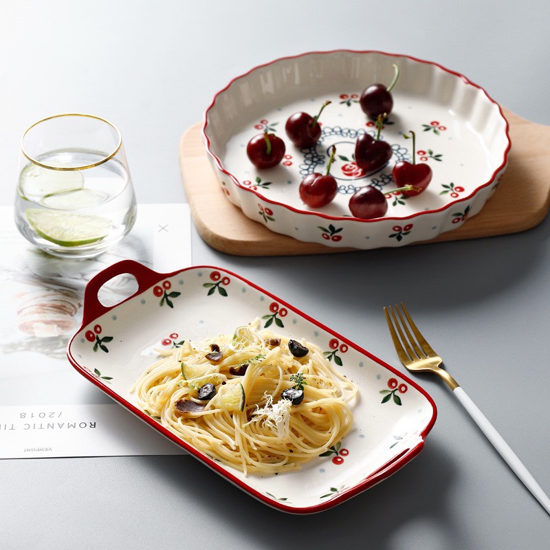 Bộ bát đĩa cherry đủ món có sẵn