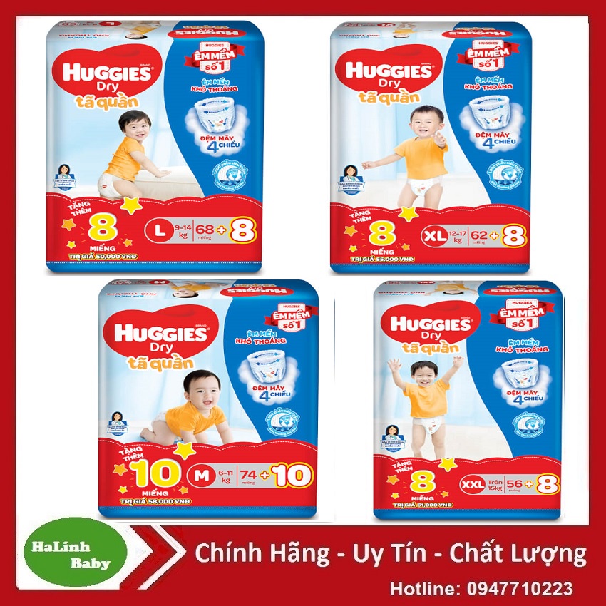 Bỉm Huggies Jumbo Quần Size (M74, L68, XL62, XXL56)..