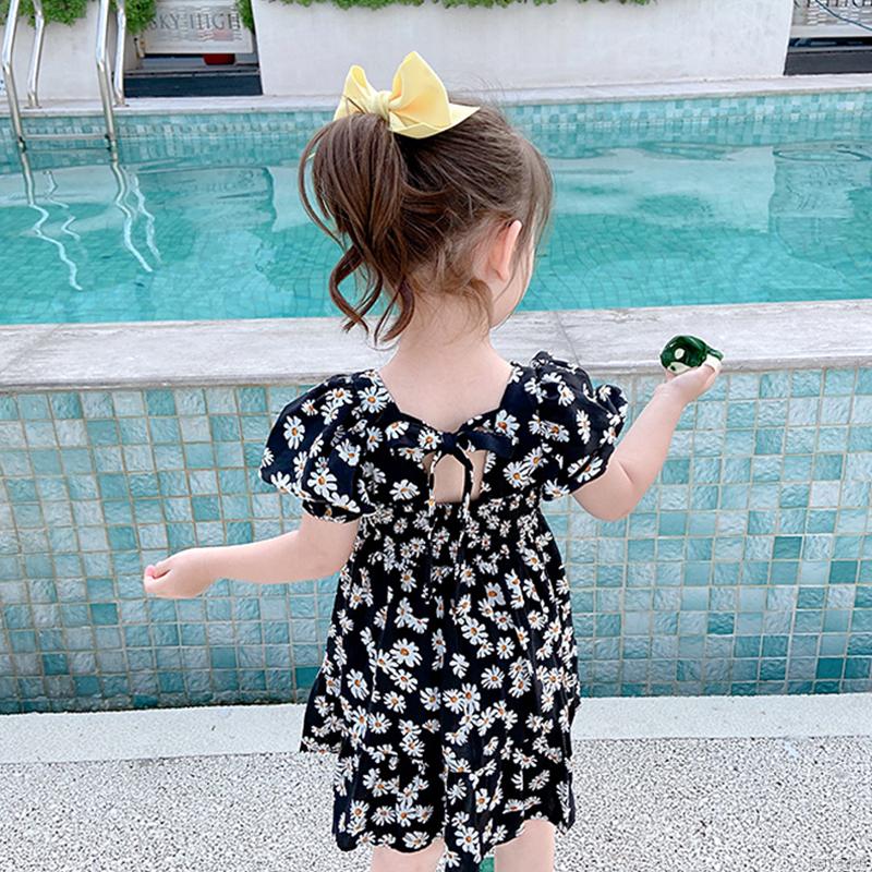Đầm Hoa Cúc Ngắn Tay Cho Bé Gái
