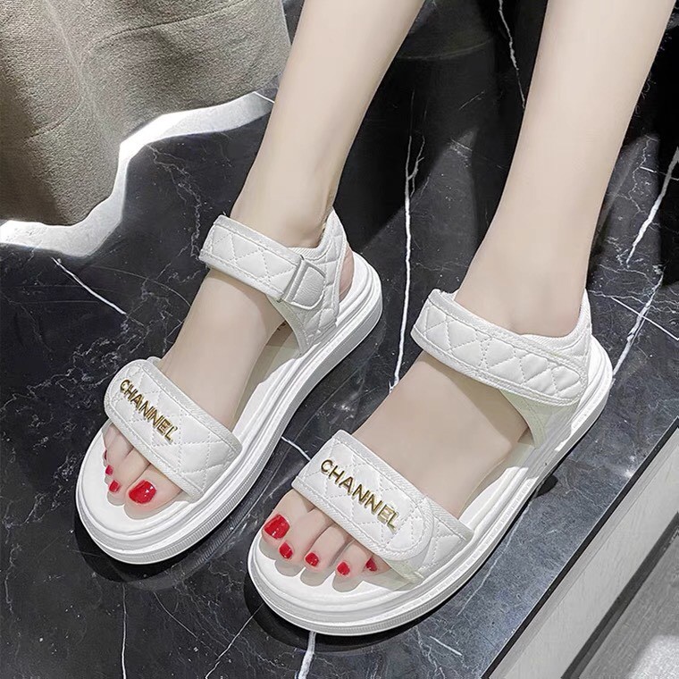 Giày Sandal Nữ Đi Học, Dép Sandal Nữ Trắng Phối Màu 2 Quai Cao 4Cm Đế Nhiều Màu Êm Mềm Và Nhẹ Hàng Fullbox QC