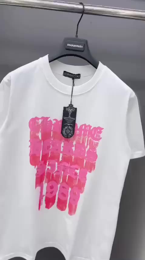 Áo phông tay lỡ Unisex GC đẹp chữ hồng loang Chrome Hearts 1989, Áo thun đôi nam nữ Premium cotton cao cấp Đen Trắng AT1 | BigBuy360 - bigbuy360.vn