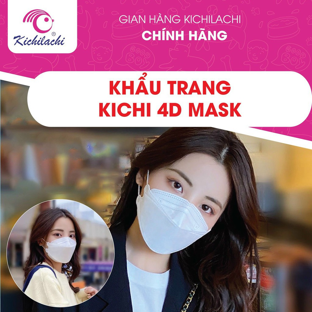 Set 5 Khẩu Trang Kichi 4D mAsk, kháng khuẩn,kháng bụi 99%