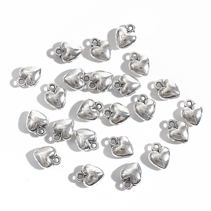 Set 10 Mặt Dây Chuyền Hợp Kim Hình Trái Tim Xinh Xắn