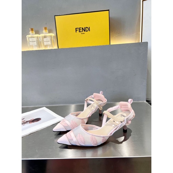 Sandal bít mũi mẫu mới gót cao 5.5cm/8.5cm thương hiệu Fendi FD cao cấp