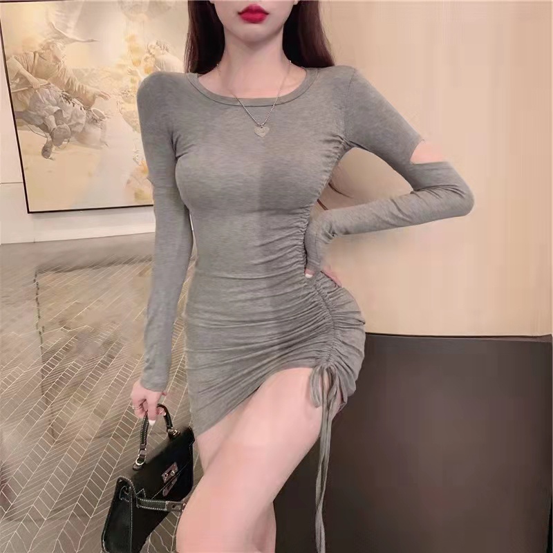 Đầm Dáng Ôm Thiết Kế Xếp Ly Thời Trang Pháp Quyến Rũ Cho Nữ