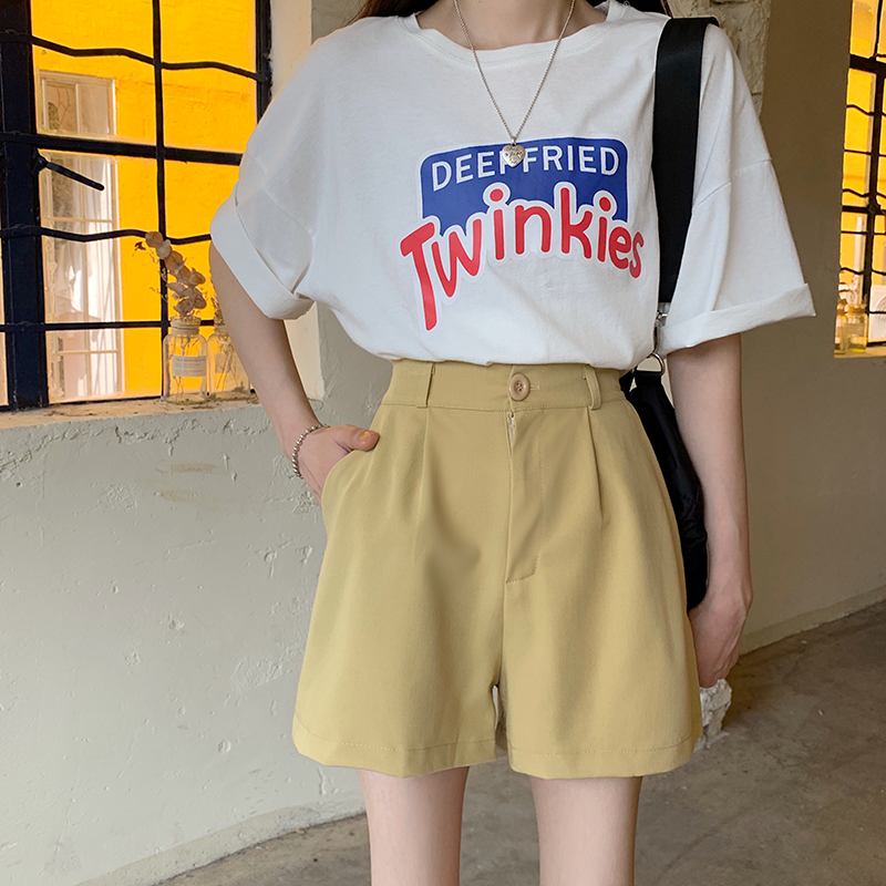 IELGY Quần short lưng cao phong cách hàn quốc thời trang trẻ trung cho nữ