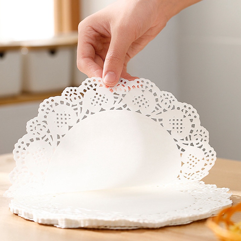 Bộ 50 Giấy Thấm Dầu Hình Tròn Dùng Trang Trí Bánh Kem Tiện Dụng