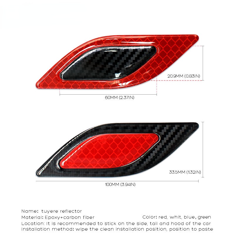 Bộ 6 Miếng Dán Phản Quang 3D Bằng Sợi Carbon Phản Quang An Toàn Cho Xe Hơi