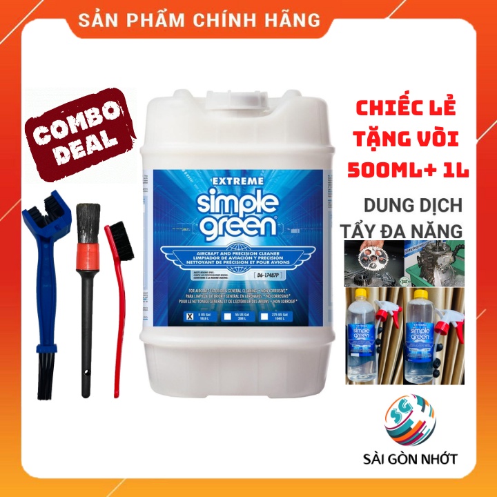 SIMPLE GREEN EXTREM TẨY RỬA NSD, DẦU NHỚT, LỐC MÁY, HỢP KIM NHÔM 0.5L,1L - MADE IN USA