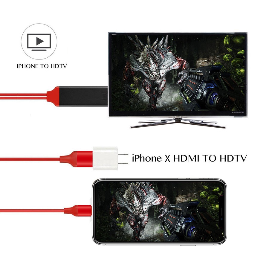 Dây cáp chuyển đổi cổng Lightning sang HDMI trên TV dài 2M cho iPhone X 7 8 6 Plus iPad