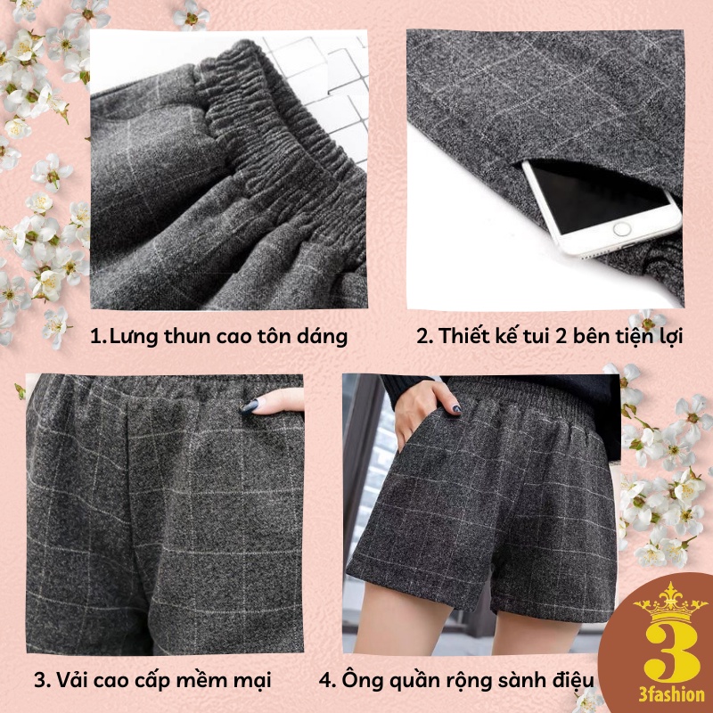 Quần Short Nữ Lưng Cao Ống Rộng Vải Nỉ Dày Dặn Style Hàn Quốc - QN05