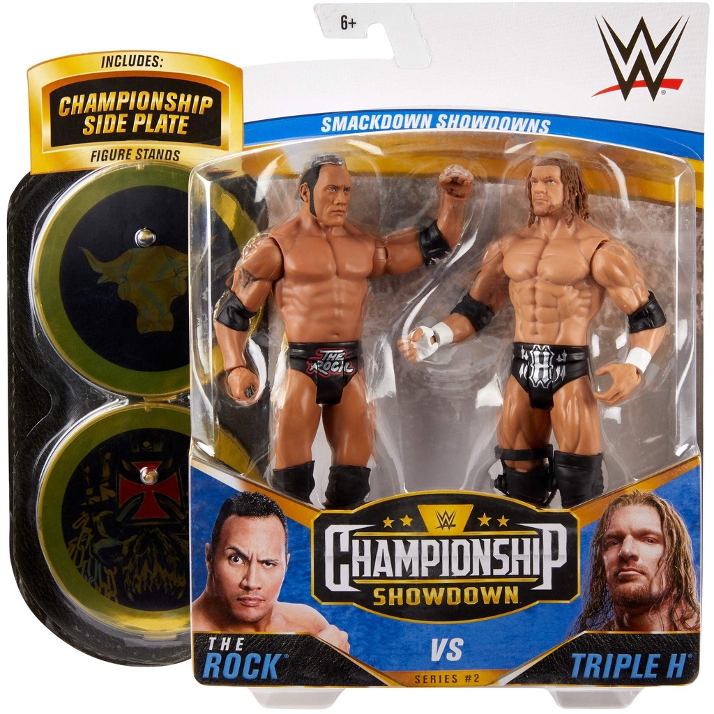 Mô Hình WWE The Rock & Trilpe H - Battle Pack Championship Showdown Series 2