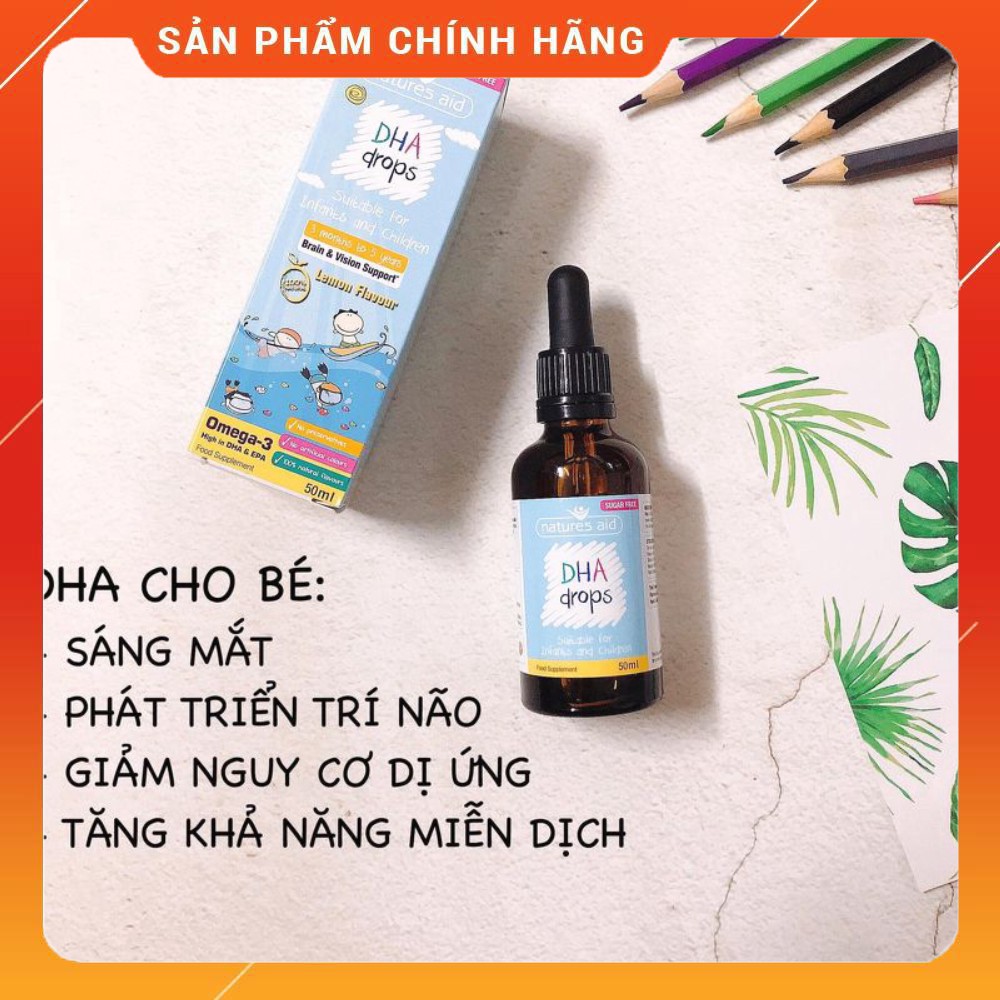 Vitamin Natures Aid DHA Drops 50ml từ 3 tháng đến 5 tuổi