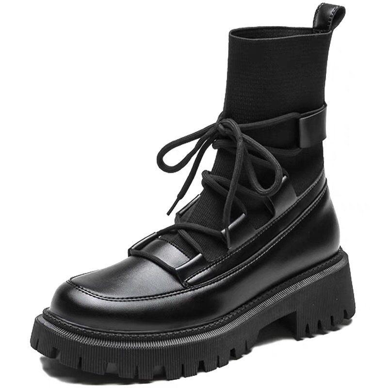 Giày bốt nữ cao cổ dây buộc Cao Cấp , boots cao cổ nữ đế độn siêu hot❤️