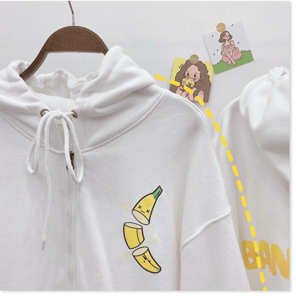 Áo hoodies dây kéo NỮ SIÊU XINH , CUTE HÌNH CHUỐI THỜI TRANG KME FASHION