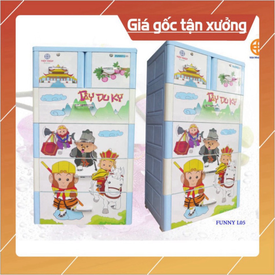 [Chỉ ship HN] Tủ nhựa Funny Việt Nhật  5 tầng 6 ngăn kt 130*70*48 đựng quần áo người lớn/ trẻ em FreeShip nếu inbox