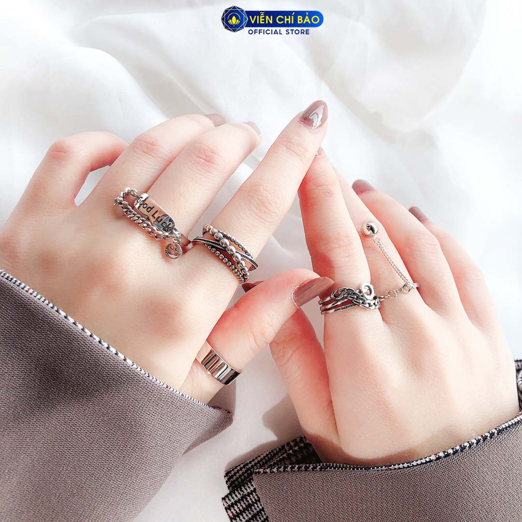 Nhẫn bạc nữ họa tiết Mặt cười chất liệu bạc Thái s925 thời trang phụ kiện trang sức nữ Viễn Chí Bảo