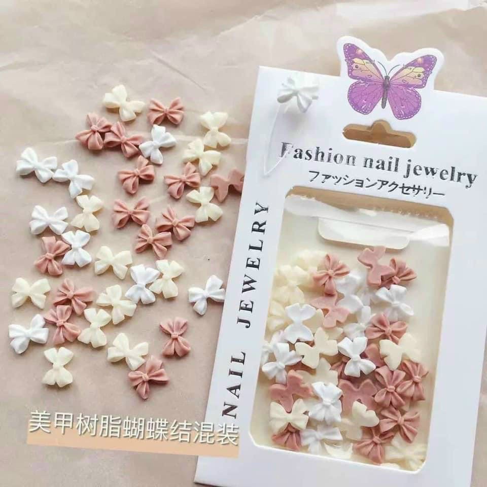 Charm Nơ Nail Cao Cấp, Charm Nơ Gắn Móng Phụ Kiện Gấu Đá Chuyên Nail Mi