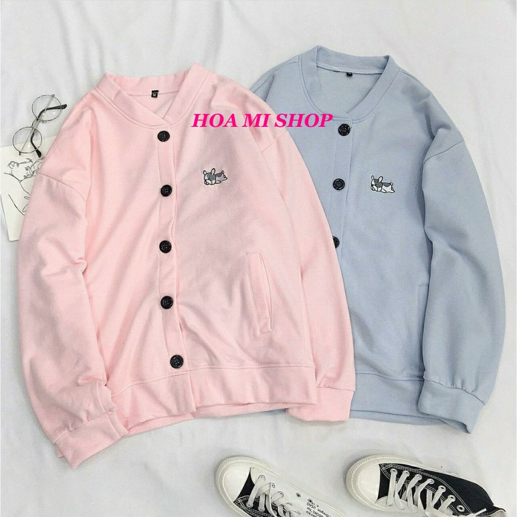 [Mã WASTMAY giảm 15% tối đa 30K đơn 150K] áo khoác bomber nữ vải da cá thêu cún con nhiều màu cá tính | BigBuy360 - bigbuy360.vn