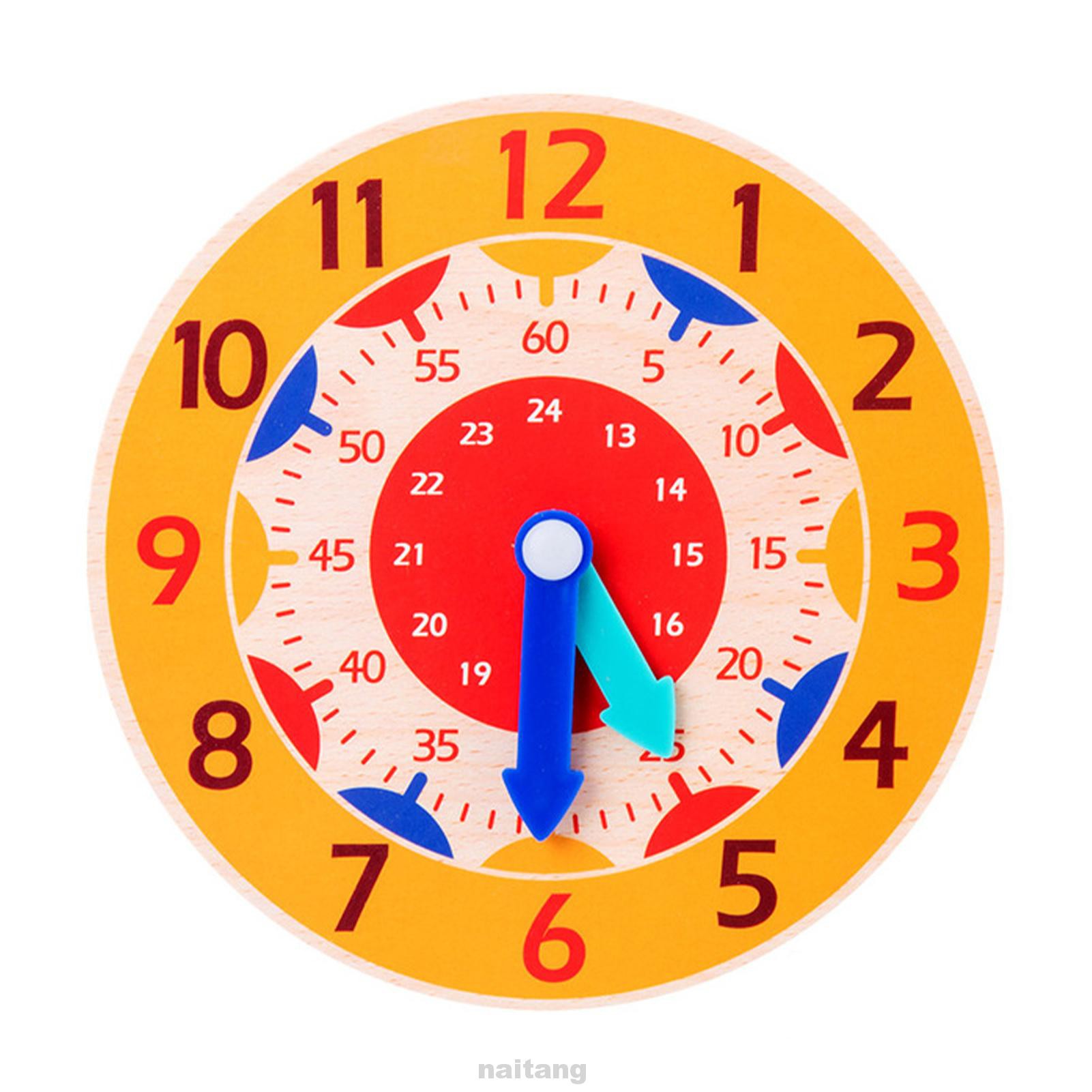 Montessori Toy Home Round Smooth Early Education Kids Children Burr Free Hour Minute Second Cognition Wooden Clock