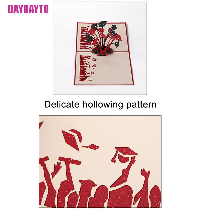 [DAYDAYTO] Graduation Pop Up Cards Graduation Doctor's Hat 3D Greeting Card Hollow Out