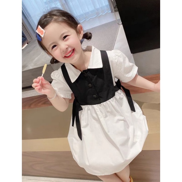VÁY SƠ MI THẮT NƠ EO CHO BÉ GÁI ĐÁNG YÊU (10-18KG)