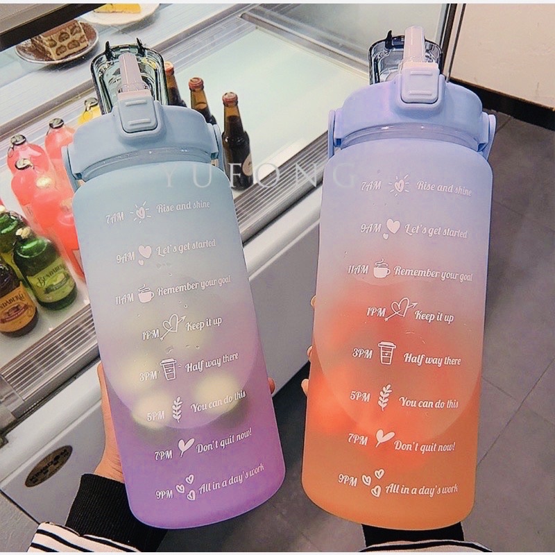 Bình Đựng Nước 2L Dễ Thương Có Vạch Báo Giờ Uống Nước 299