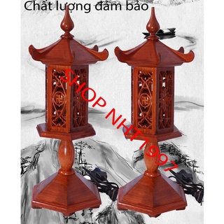 Cặp Đèn cây gỗ hương,Đèn lục giác gỗ hương cao 48cm