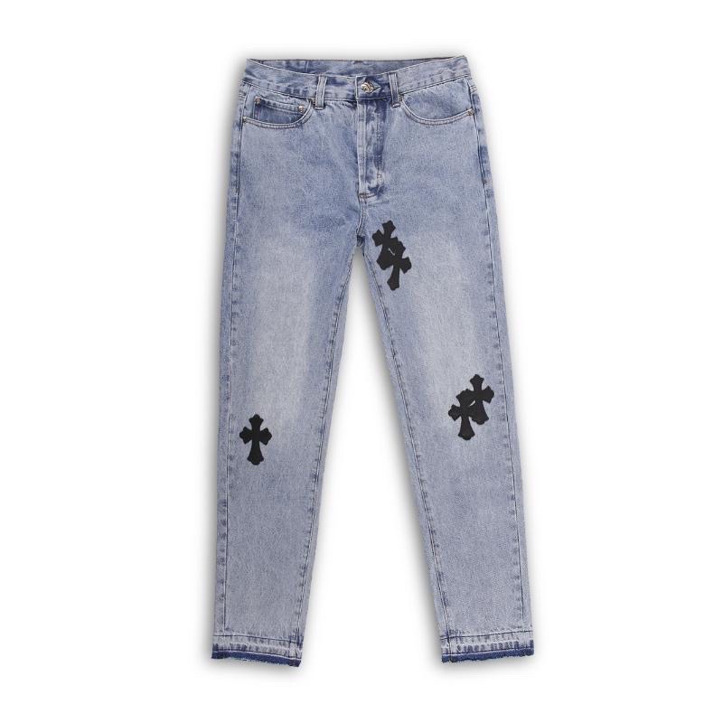 Quần bò chữ thập da gấu quần phối màu👖👖👖