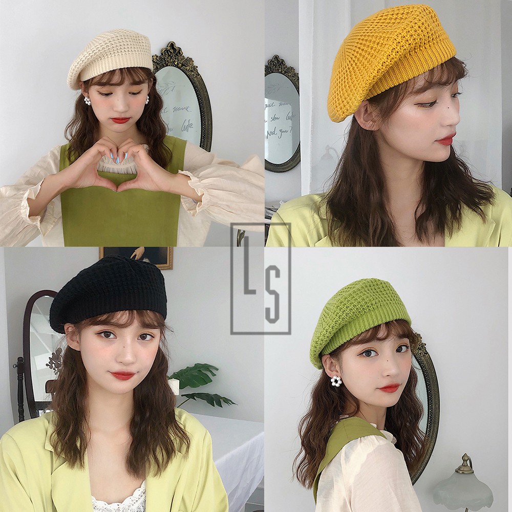 MŨ NÓN BERET HÀN QUỐC - NÓN LEN BERET DỆT KIM