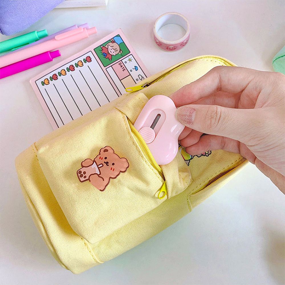 Túi đựng bút/mỹ phẩm hình balo đi học màu trơn sáng tạo sức chứa lớn có khóa kéo cho học sinh