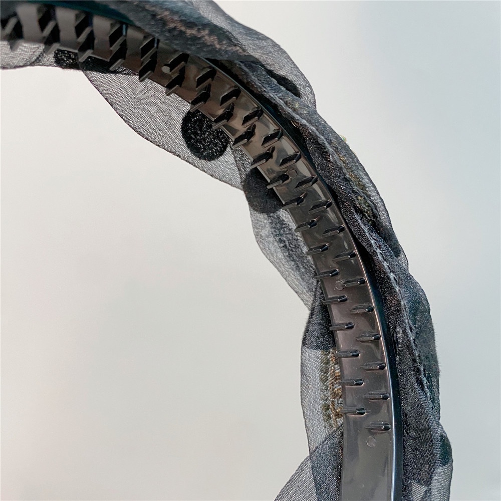 Băng Đô Bện Dây Họa Tiết Chấm Bi Phong Cách Pháp Cổ Điển Dành Cho Nữ