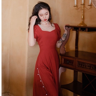 New đầm maxi tay ngắn xẻ tà quyến rũ