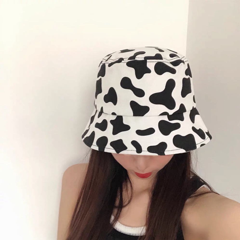 Mũ Bucket Họa Tiết Bò Sữa 2 Mặt HotFREESHIPNón vành tròn unisex Bò Sữa nam nữ phong cách hàn quốc