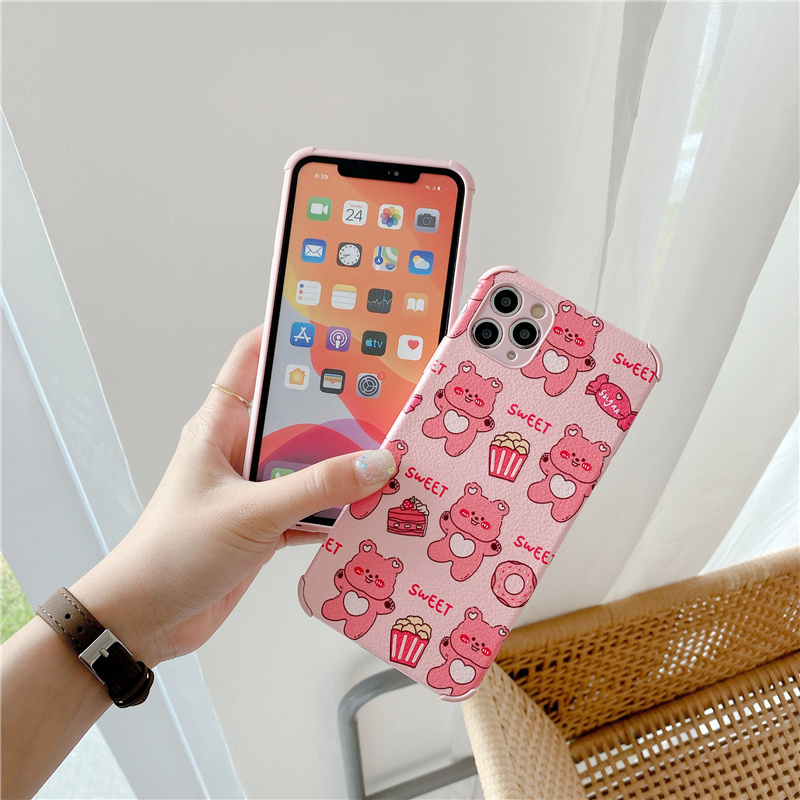 Ốp Lưng Da Mềm Chống Rơi In Hình Gấu Cho Iphone 12 Pro Max Ip11 X Xr 6 7 8 Plus | BigBuy360 - bigbuy360.vn