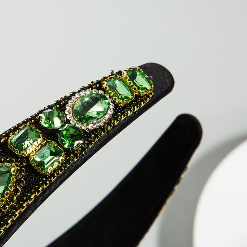 Băng Đô Đính Đá Pha Lê Hình Giọt Nước Màu Xanh Lá Phong Cách Baroque Cổ Điển Dành Cho Nữ