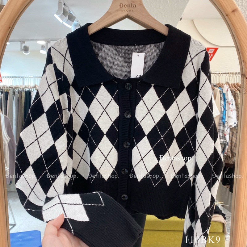 Áo khoác cadigan croptop len nữ kẻ caro dài tay thời trang Hàn Quốc- 110BK9- Đenta Shop | BigBuy360 - bigbuy360.vn