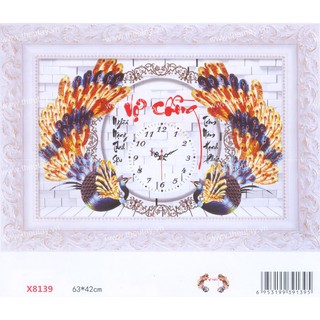 Tranh Thêu Chữ Thập 3D ĐỒNG HỒ  + kết hạt đá đuôi công pha lê Vợ Chồng LP5012 (KHÁCH TỰ THÊU) KT:67x43cm