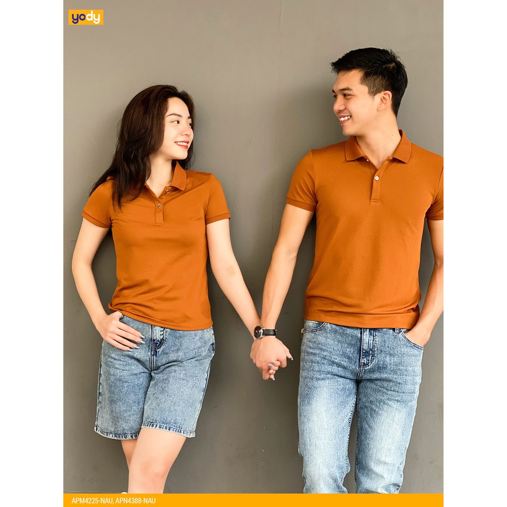 Áo Thun Polo YODY Cafe Bo Trơn Nam Chất Liệu Sợi Cafe Thoáng Mát Thấm Hút Mồ Hôi Mã SP APM4225