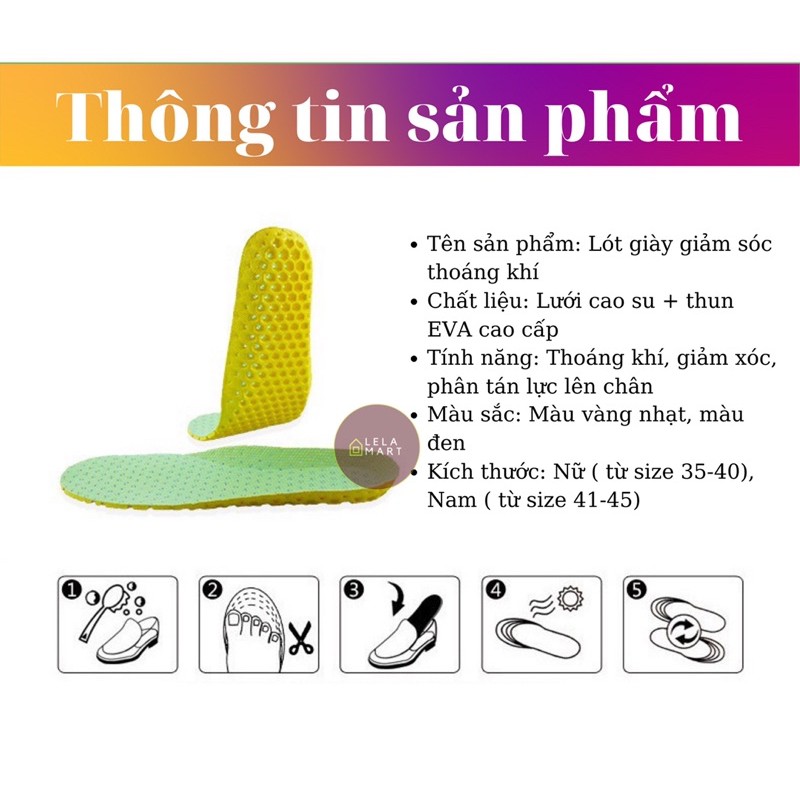 1 cặp lót giày thể thao tổ ong êm chân, dùng cho giày thể thao, giày tập gym, giày chạy bộ - LG01